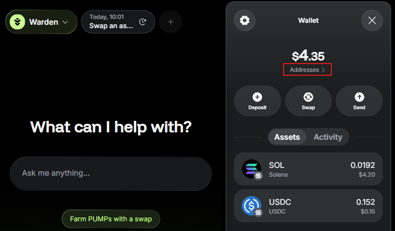 Access your addresses in Warden